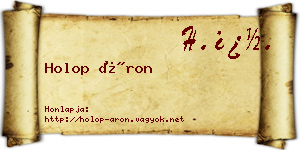 Holop Áron névjegykártya